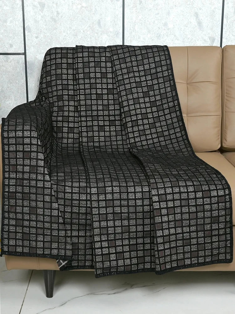 Saral Home Soft Polyester Blend Viscose Chenille Geometric Covers  - Set of 2pc