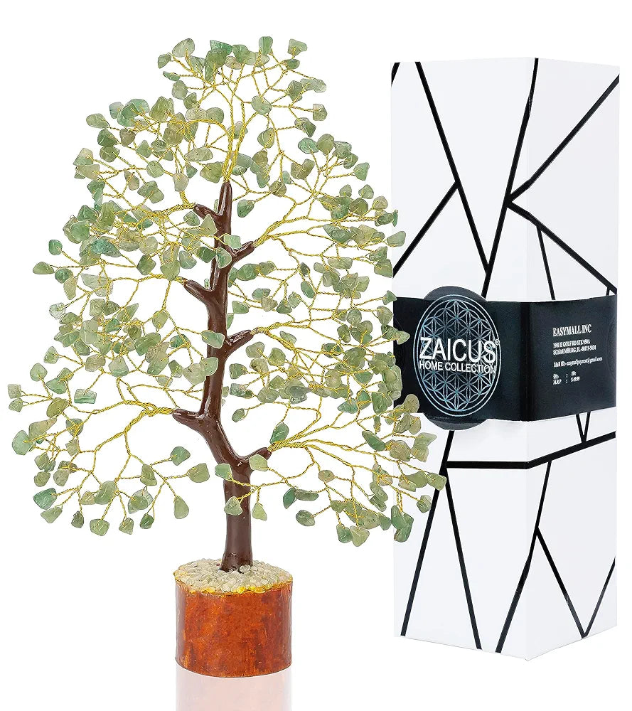 ZAICUS Green Jade Crystal Tree of Life - Healing Stones Money Handmade Trees for Spiritual & Gifts Meditation Accessories 
