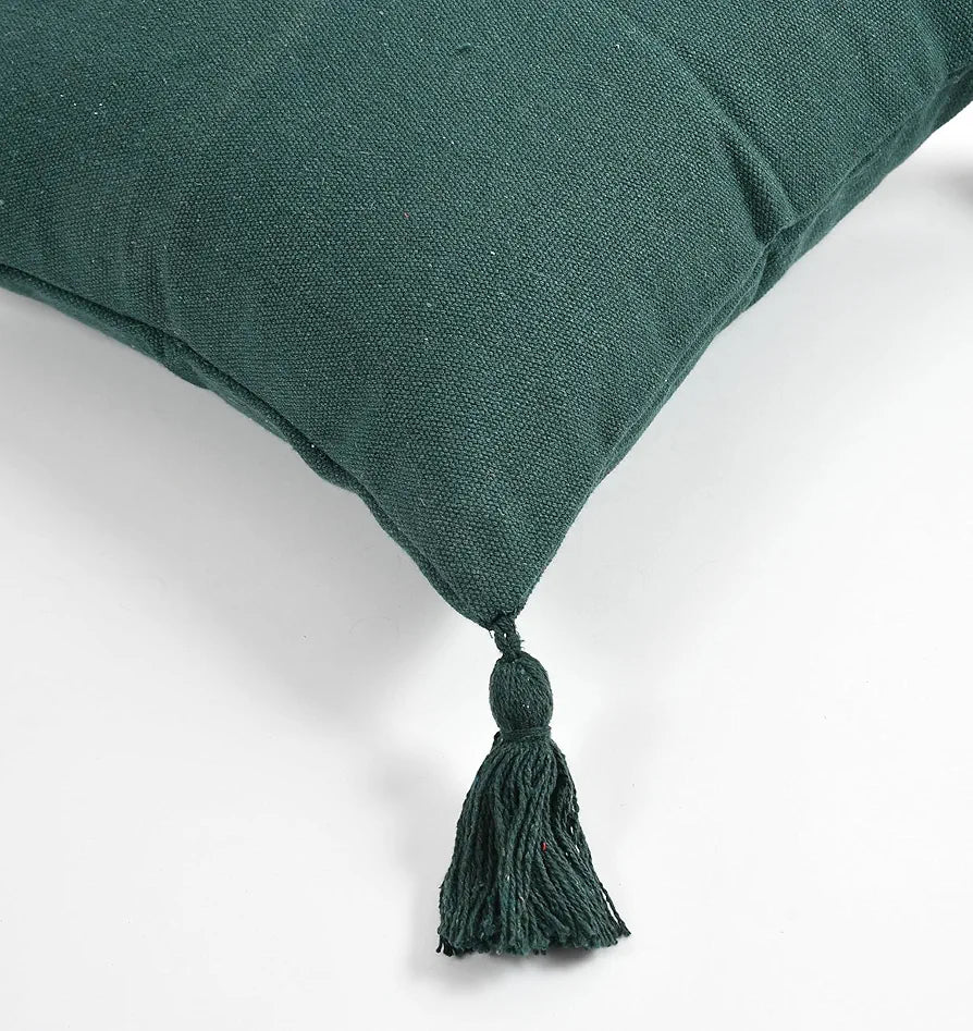 SASHAA WORLD 100% Cotton Cushion Covers with Tassels/Decorative Throw Pillow Set of 2 
