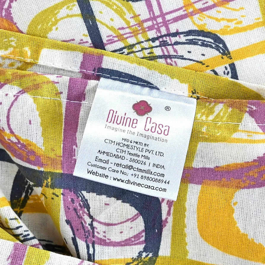 Divine Casa 144 TC 100% Pure Cotton Single Bed Bedsheet with 1 Pillow Cover | Soft, Durable & Fade-Resistant | All-Weather Comfort & Bedroom Decor| Size 145 x 223 CM | Wavy Pattern | Charcoal Yellow