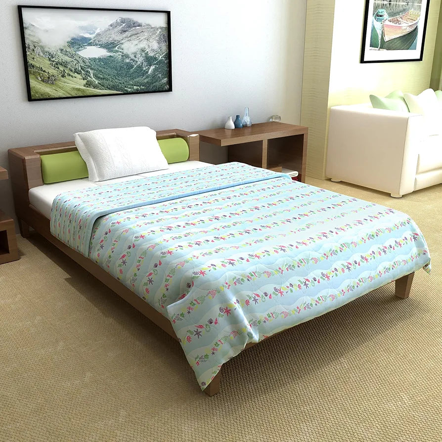 Divine Casa 120 GSM Cotton Single Bed Comforter | Soft & Lightweight Reversible All-Season Blanket | Cozy & Breathable Bedding for Adults | 230x 145 cm, Cosmic Sky
