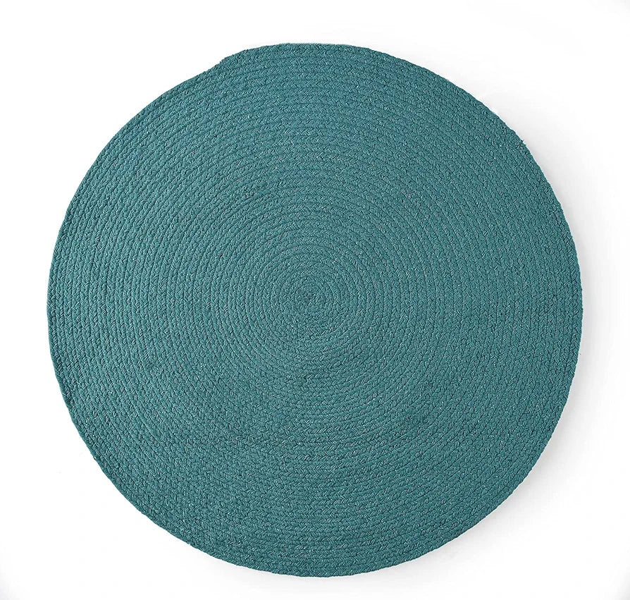 SASHAA WORLD Round Hand Braided Cotton Reversible Rug 
