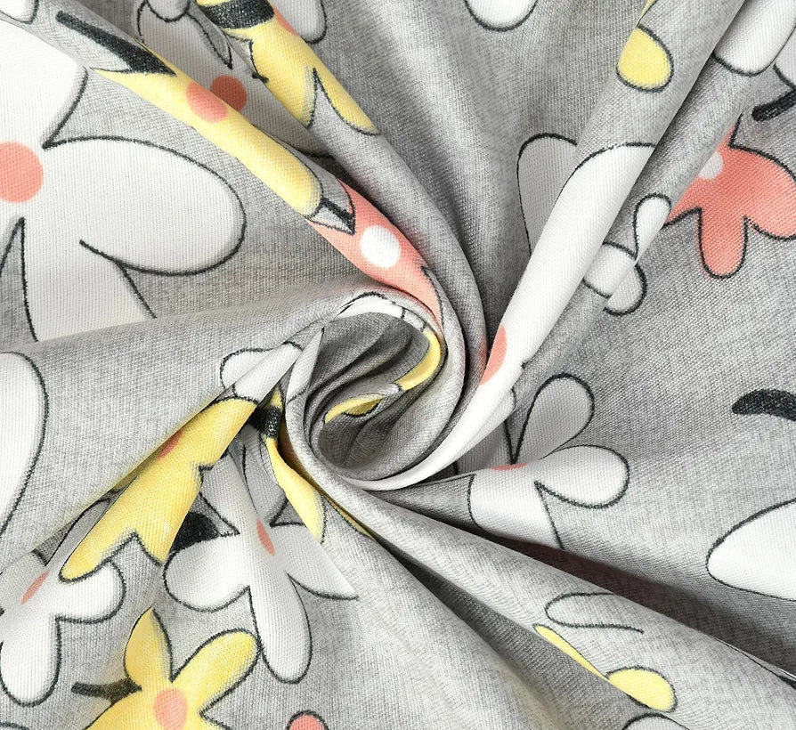 Homefab India 180 TC Microfiber Double BedSheet with 2 Pillow Covers -  - Light Grey, Floral