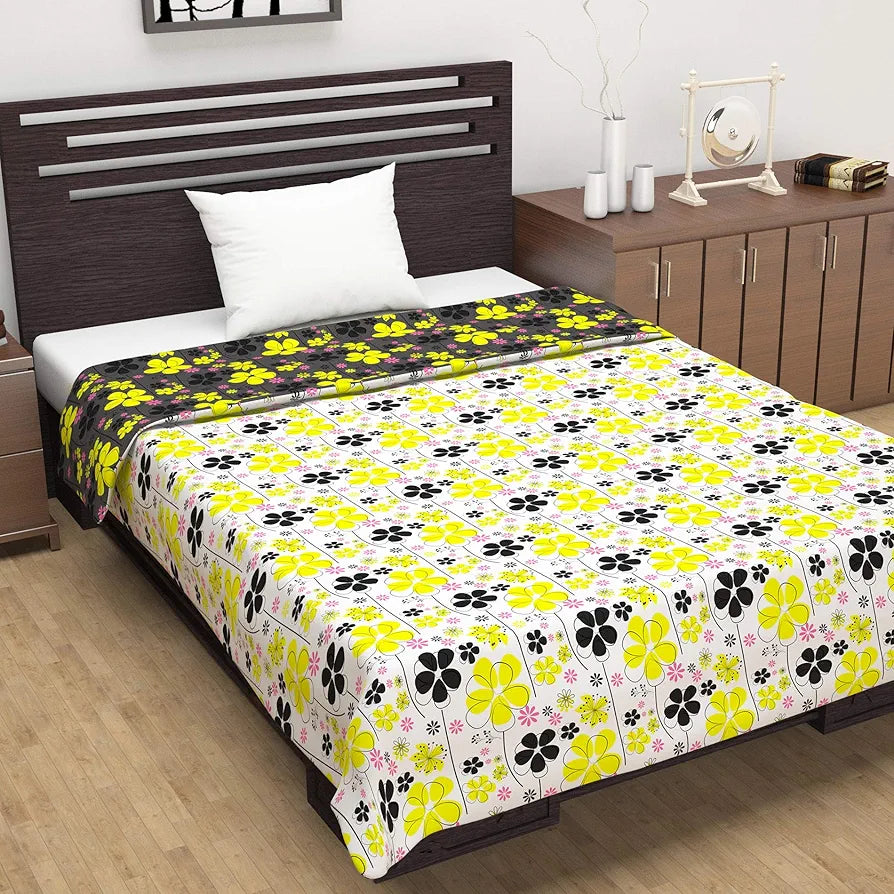 Divine Casa 120 GSM Microfiber Single Dohar | Soft & Lightweight Throw Blanket | Cozy & Breathable | All-Season Comfort | 210 x 140 CM | Floral Pattern | Tornado