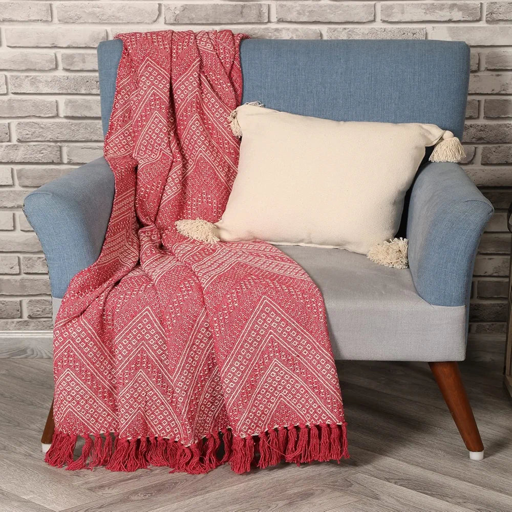 SASHAA WORLD Jewels of India Throw | Throw for Living Room, Sofa, Bed, Chair, Picnic & Used for Gift | Pink Throw Blanket 130X180 Cm