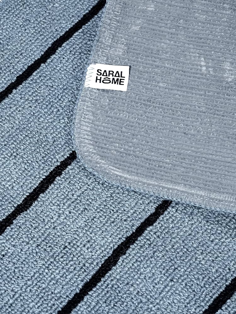 Saral Home Rectangular Striped Soft PP Yarn Durable & Washable Multipurpose Runner for Home/Kitchen/Living Area/Office Entrance with Anti Skid Backing/Quick-Drying Mats_Turquoise_ 43x120 cm