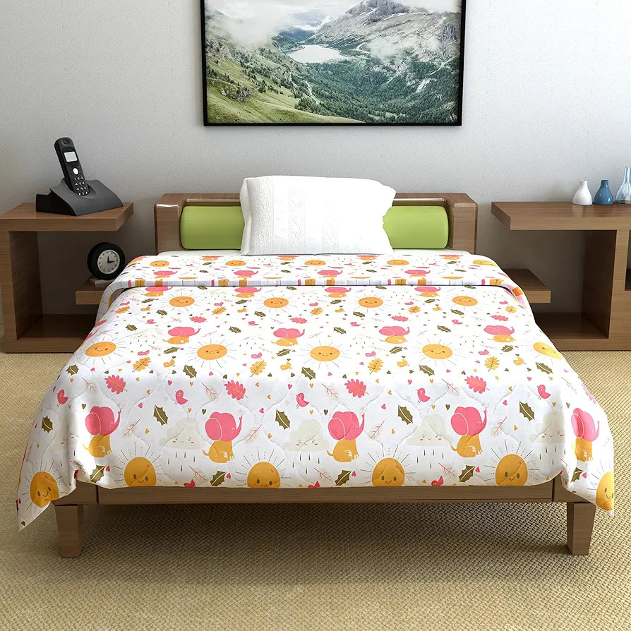 Divine Casa 120 GSM Cotton Single Bed Comforter | Soft & Lightweight Reversible All-Season Blanket | Cozy & Breathable Bedding for Adults | 230x 145 cm, Marlin White