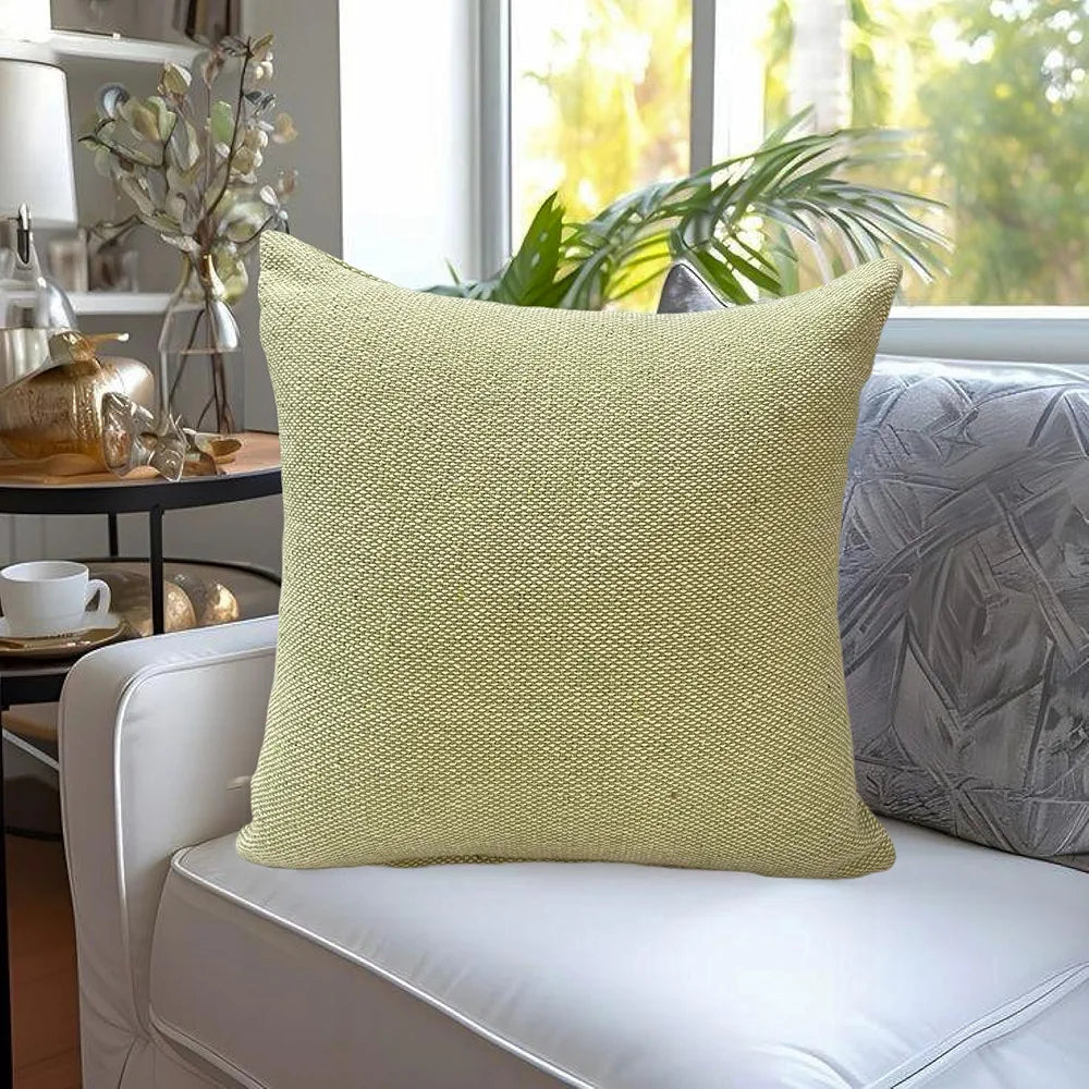 SAJAVAT HOME Cotton Cushion Cover 16X16 Inches  – Soft Decorative Cushion Cover for Sofa, Bed, or Chair – Beige & Olive, Pack of 1