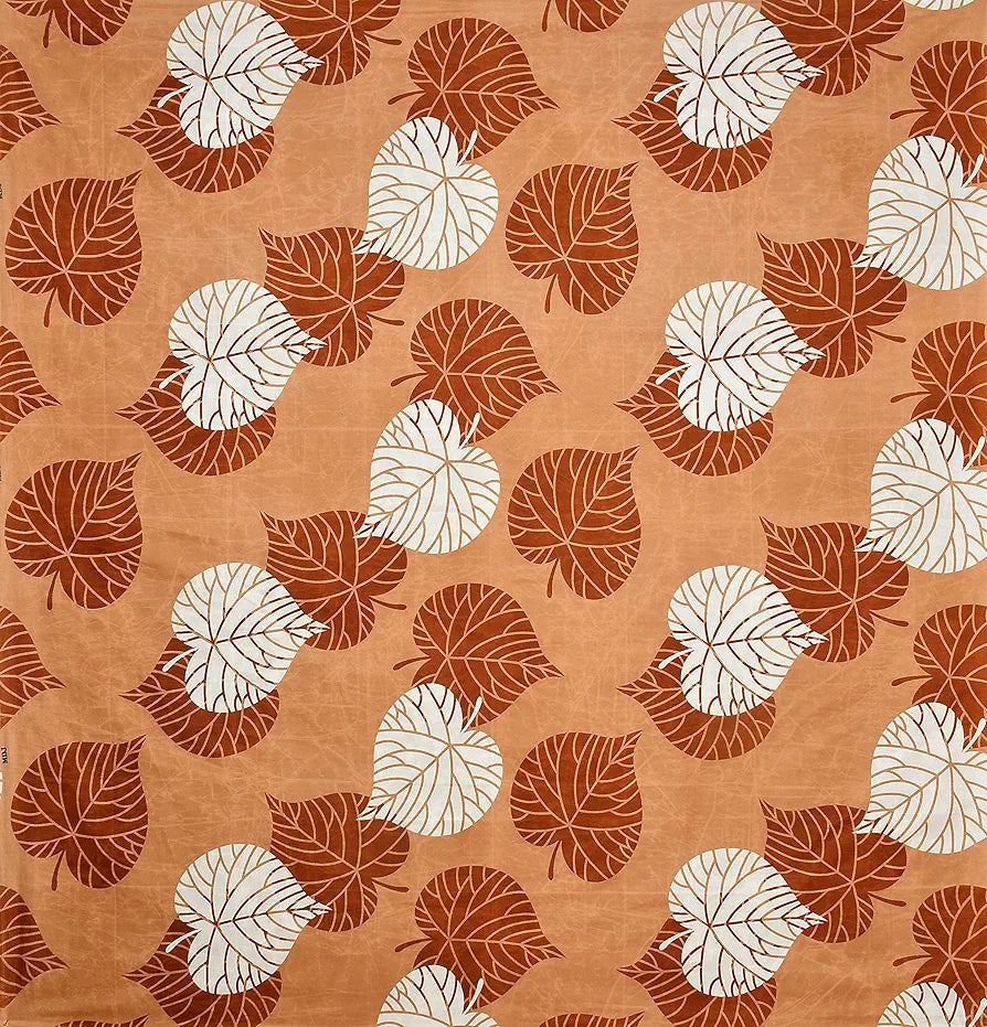 Homefab India 144 TC Microfiber Double Bedsheet with 2 Pillow Covers - Beige, Leafs