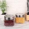 Femora Kitchen Storage Jars Transperent Glass With Steel Lid Air Tight Jar | 850 Ml | Pack of 2