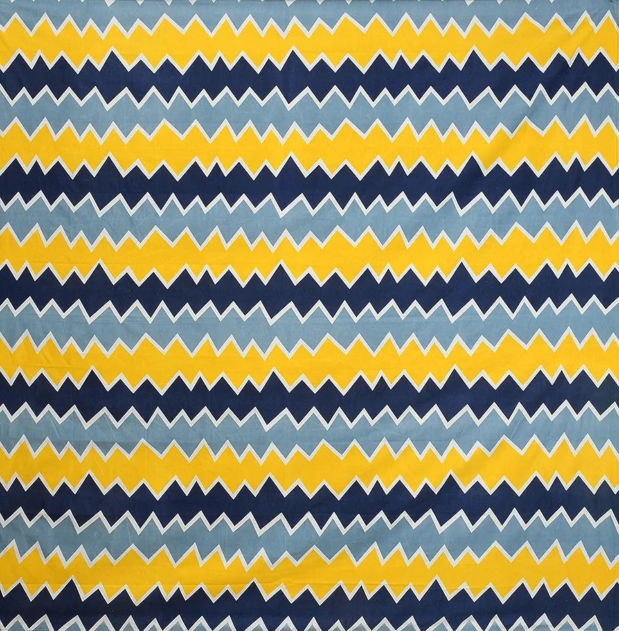 HOMEKART 100% Microfiber bedsheet for Double Bed with 2 Pillow Covers Breathable | Wrinklefree and Soft Touch 144 TC Pattren Zigzag Yellow and Grey| TC - 144