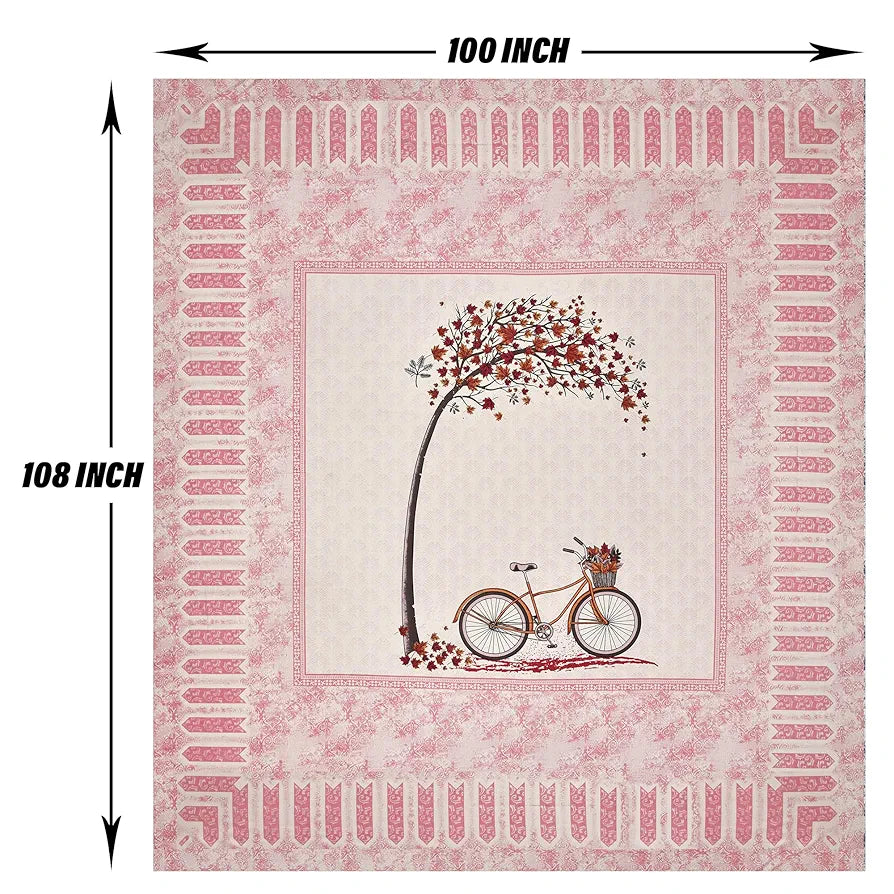 Kuber Industries Double Bedsheet with 2 Pillow Covers | 160 TC Premium Cotton Bedsheet for Double Bed | Bedsheet for Living Room-Home & Hotels | Photo Frame Cycle | 100x108 Inch | Pink