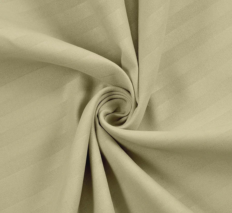 Homefab India 160 TC Stripe Glace Cotton Single BedSheet with 1 Pillow Cover - Ecru