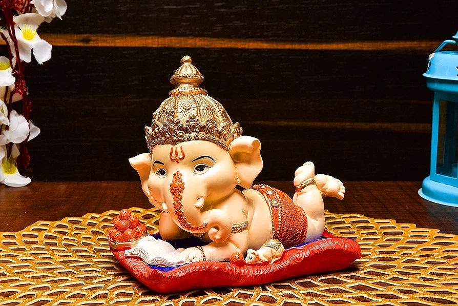 Karigaari India Handcrafted Polyresin Eco Friendly Lord Ganesha Ganpati Idol Figurine | Lord Ganesha Statue for Home Decoration 