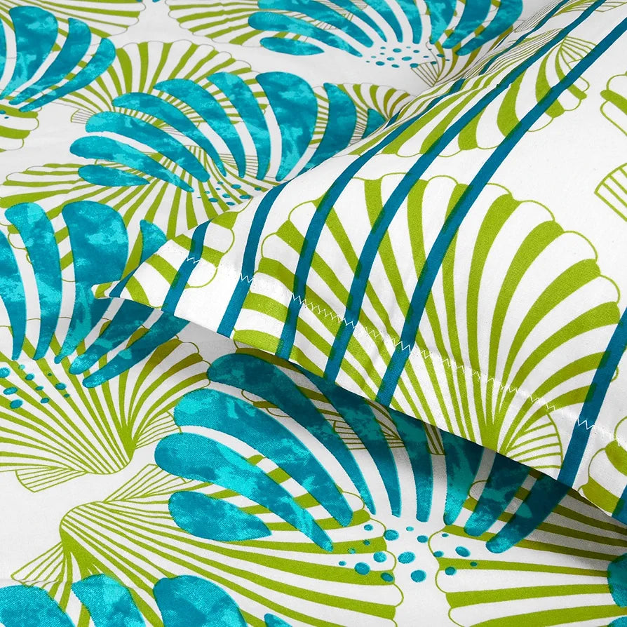 Divine Casa - 144 TC Super Soft 100% Cotton Bedsheet for Double Bed  144 Thread Count - Geometric, Deep Aqua| 222 x 254 cm