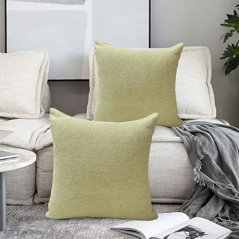 SAJAVAT HOME Cotton Cushion Cover 16X16 Inches  – Soft Decorative Cushion Cover for Sofa, Bed, or Chair – Beige & Olive, Pack of 1