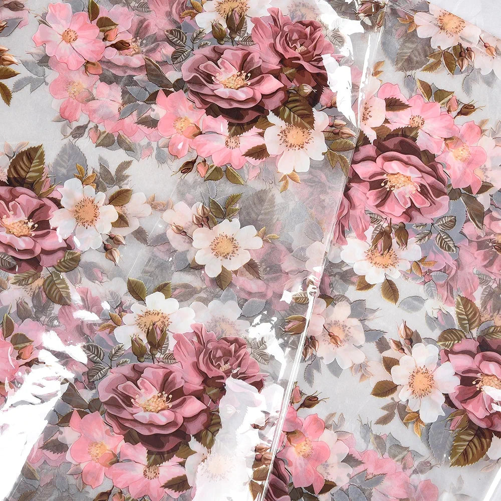 Kuber Industries Shower Curtain | 7 Feet | Bathroom Shower Curtain | AC Curtains | PVC Waterproof Window Curtain | Curtains for Bathtub | 8 Rings Curtain | Pink Flower | Transparent