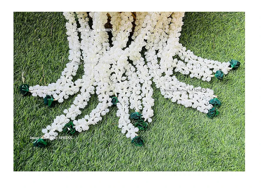 SPHINX Artificial Jasmine Buds  & Rose Strings Garlands for Festivals Pooja Wedding Housewarming Diwali Decorations Approx 2.5 ft/30 Inches  - 