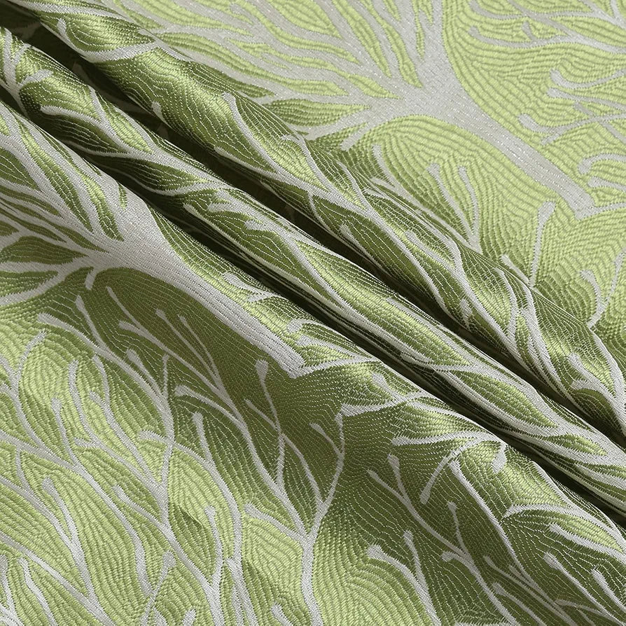 Cloth Fusion Jacquard Long Door Curtain 9 feet Set of 2 | Heavy Polyester Premium Parda | Damask Weave Curtain | Root, Green, Washable