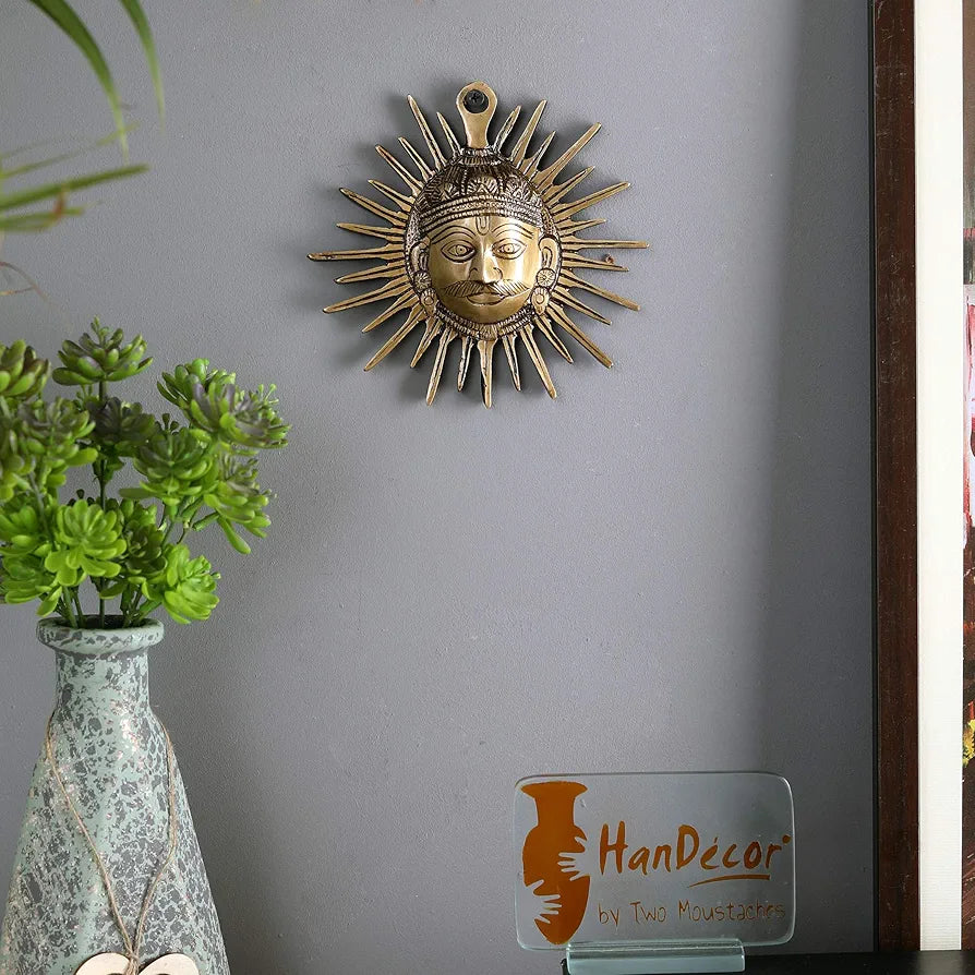 Two Moustaches Brass Surya Wall Hanging for Home Decor