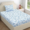 Dreamscape Cotton Single Bedsheet with 1 Pillow Cover Empire Blue