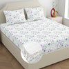 Dreamscape Cotton King Fitted Bedsheet with 2 Pillow Covers Orchid Bloom