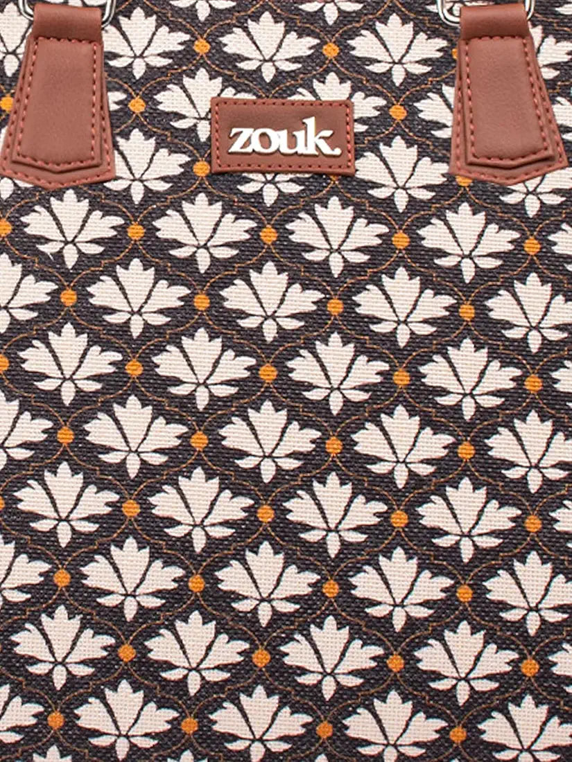 ZOUK Women's Getaway Handbag | Jute | Vegan Leather Handcrafted Tote Bag