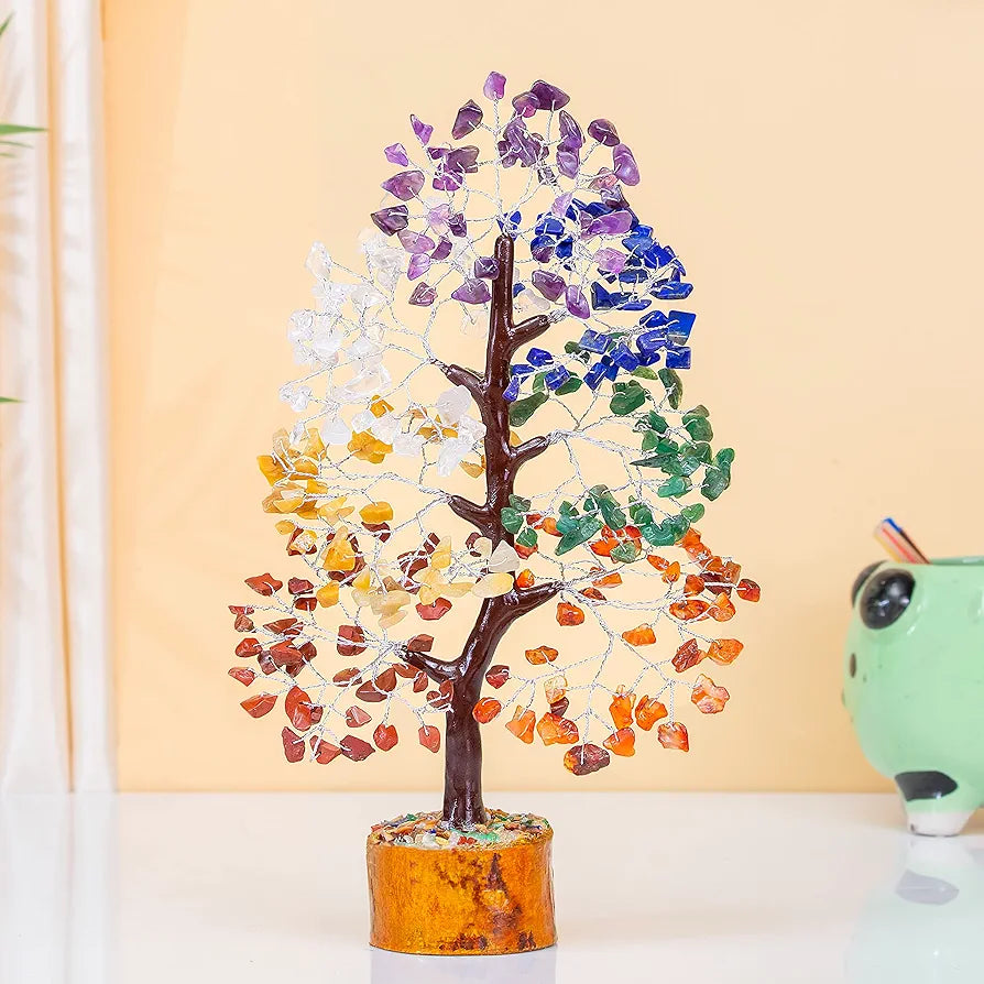 ZAICUS Seven Chakra Gemstone Tree Crystal Tree of Life Feng Shui Good Luck, Wealth & Prosperity Stones Spiritual Gift Home Decorations 10-12 Inch
