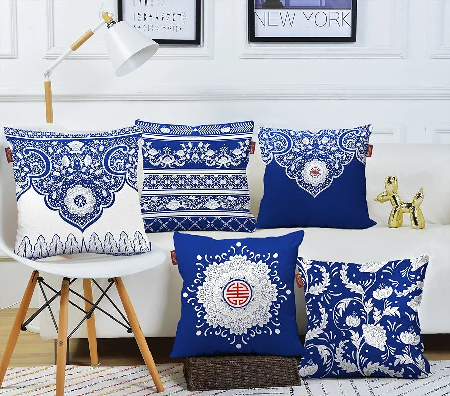AEROHAVEN™ Set of 5 Turkish Designer Decorative Throw Pillow/Cushion Covers - 12 x 12 inches