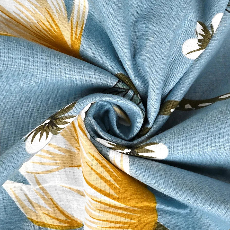 Divine Casa 100% Cotton Single Bed Dohar | Lightweight & Soft AC Blanket | Cozy & Reversible Summer Quilt | 210 x 140 CM, Blossom Haven Sky Blue
