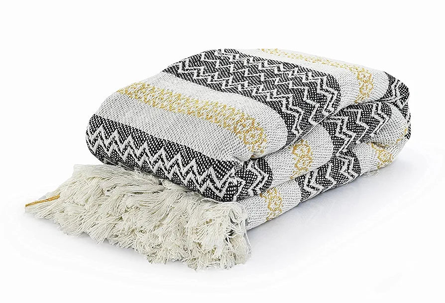 SASHAA WORLD Geometric Sofa Throw Blanket|Blanket for Living Room,Bed, Sofa & Chair|Multicolour Throw Blanket|XL 170x250 cm|Cotton & Polyester|Breathable