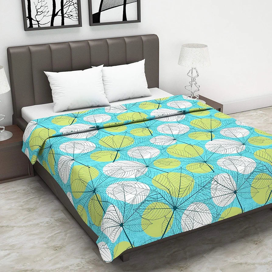 Divine Casa Glace Cotton 120 GSM Reversible Soft and Cozy Lightweight Printed Double Bed AC Dohar Blanket for Mild Winter Quilt - | TC - 120