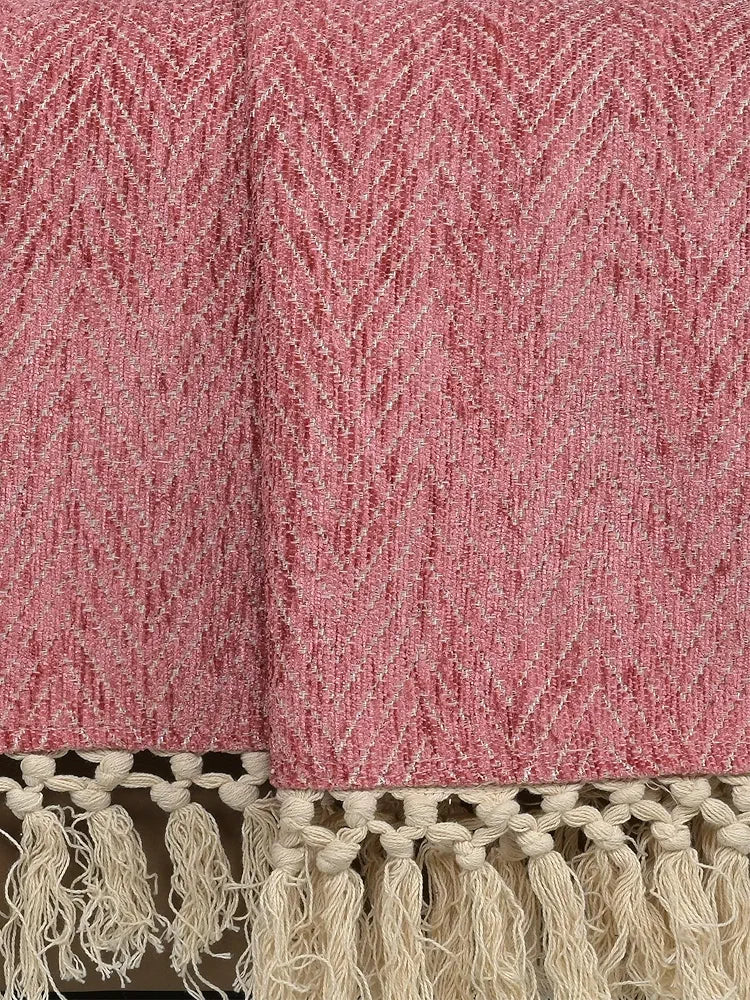 SARAL HOME EASY LIVING Pink Chenille Sofa Throw , Modern