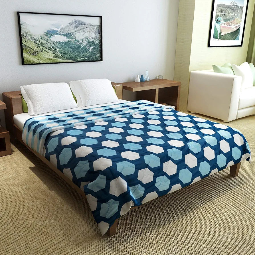 Divine Casa Microfiber 150 GSM Reversible Double Bed Comforter | Ultra Soft & Lightweight Blanket | Cozy & Breathable for All-Weather | 254 x 230 CM, Legion Blue