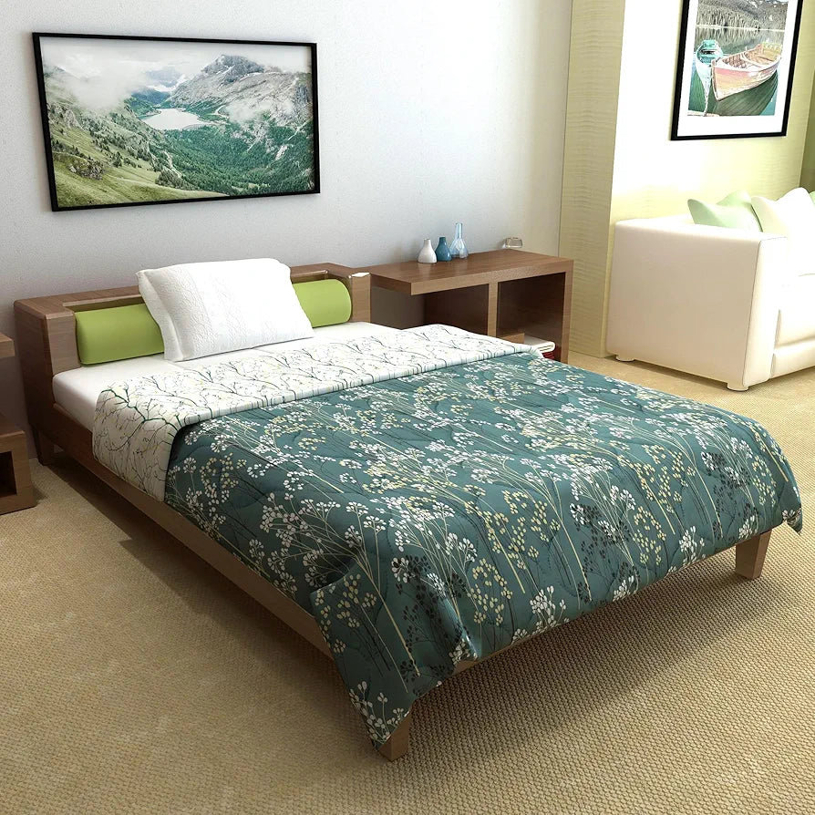 Divine Casa Microfibre All Weather Lightweight 120 GSM Printed Reversible Single Bed Quilt Comforter Blanket - | TC - 120