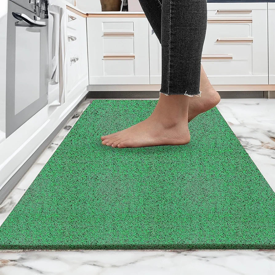 ishro home Cushion Noodle Mat for Home Entrance, Heavy Indoor Outdoor Anti Slip PVC Floor Mat for Bedroom, Kitchen, Absorbent Solid Mats for Bathroom, Doors, Office, Door Mat, Bath Mat |Feet 2x3 Green