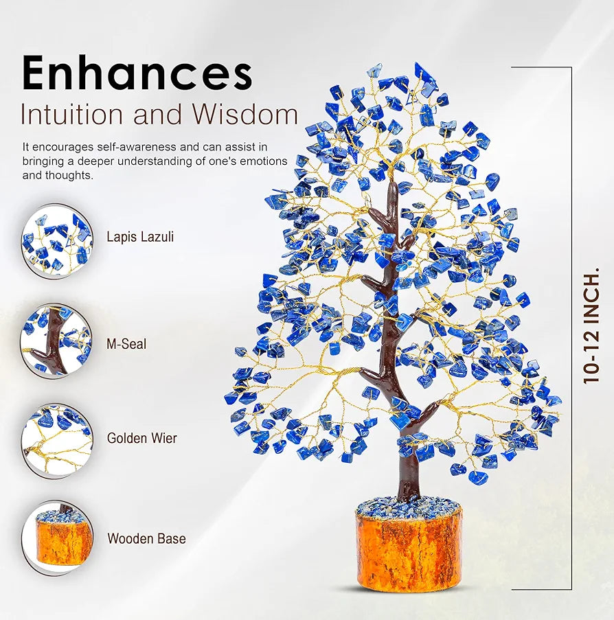 BEZAVO Lapis Lazuli Crystal Tree for Home & Office | Feng Shui Good Luck Tree for Prosperity | Artificial Tree for Living Room & Hall | Ideal Gift for Special Occasions 