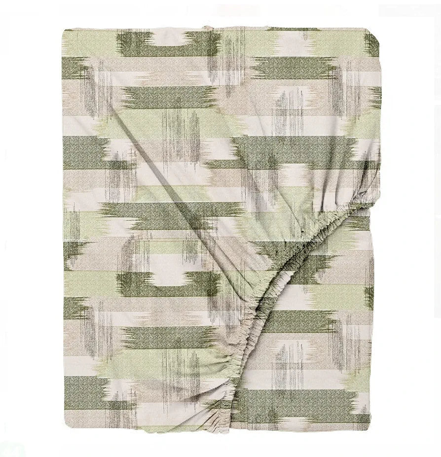 Trance Home Linen 100% Cotton 180 TC Bedsheet | Queen Size Printed Fitted Bedspread with 2 Pillow Covers 