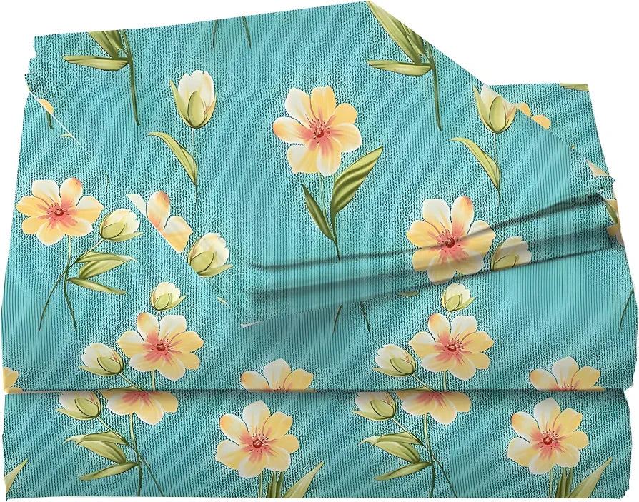 Polycotton 220 TC Floral Printed King Size Double Bedsheet with 2 Pillow Covers, (90 x 90 Inches, Themis