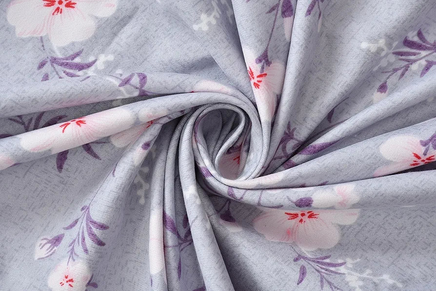 Homefab India 210 TC Glace Cotton Single BedSheet with 1 Pillow Cover - Floral, Purple