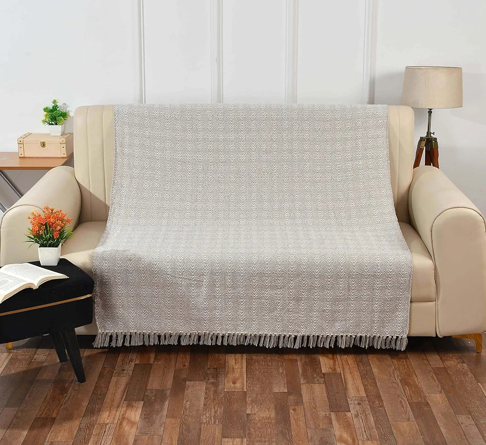 SASHAA WORLD Soft Herringbone Throw Blanket | Used Both Indoor and Outdoor |Blanket for Living Room, Sofa, Bed & Chair | Grey Throw Blanket| Pack of 1, 180 x130 cm