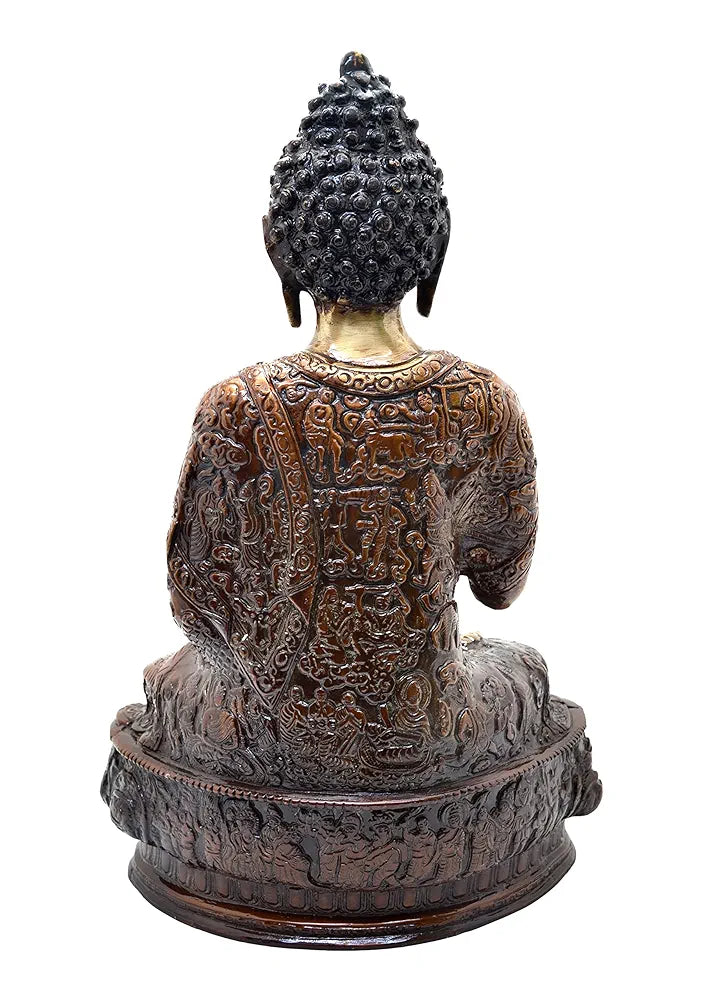 Two Moustaches Vitarka Buddha 13 Inches Brass Showpiece Figurine, Material -Brass, Weight - 4.8 Kg, Multicolour, 1 Piece