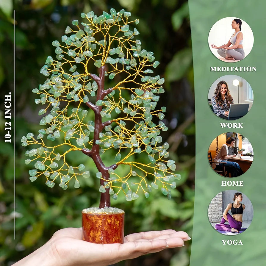 ZAICUS Green Jade Crystal Tree of Life - Healing Stones Money Handmade Trees for Spiritual & Gifts Meditation Accessories 