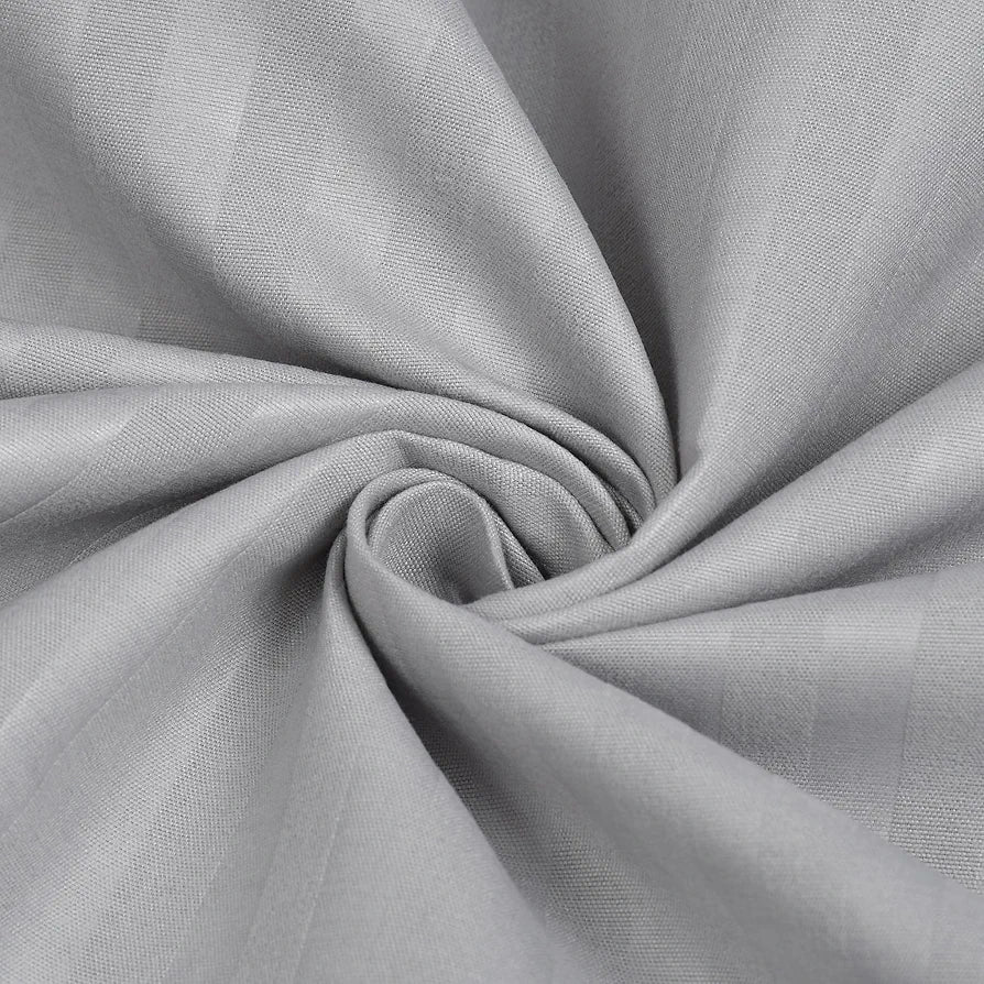 Homefab India 160 TC Stripe Glace Cotton Double BedSheet with 2 Pillow Covers -  - Silver