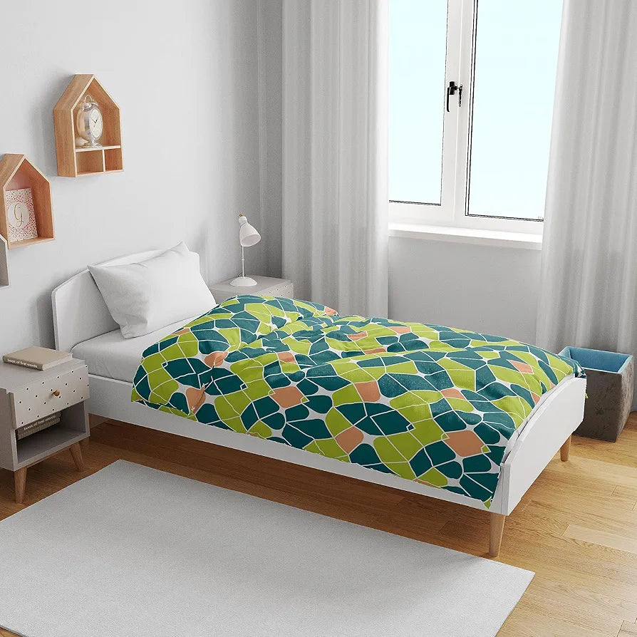 Divine Casa 120 GSM Microfiber Single Kids Dohar  | Soft & Lightweight Throw Blanket | Cozy & Breathable | All-Season Comfort | 140 x 100 CM | Abstract Pattern | Acid Lime