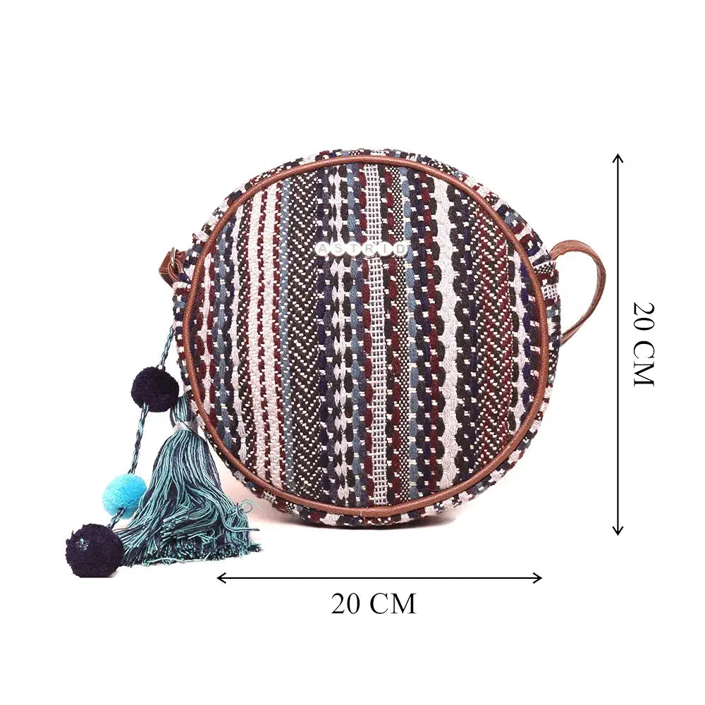ASTRID Handmade Macrame Flap Over Sling Bag For Girls And Women