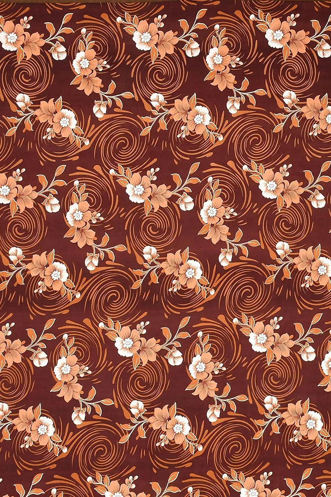 Homefab India 180 TC Microfiber Single BedSheet with 1 Pillow Cover - Brown, Floral