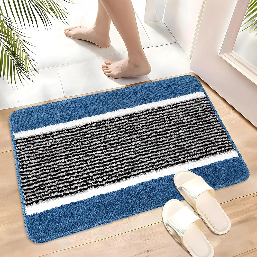 Kuber Industries 16x24 Inch Anti-Skid Water-Absorbent Door Mats for Home | Durable Main Entrance Footmats for Bathroom, Living Room & Office | Micro Wings Lining - Sky Blue