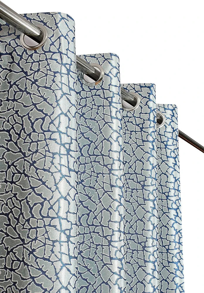 Homefab India 2 Piece Polyester Eyelet Door Curtain - 7 feet, Blue, Room Darkening Curtains