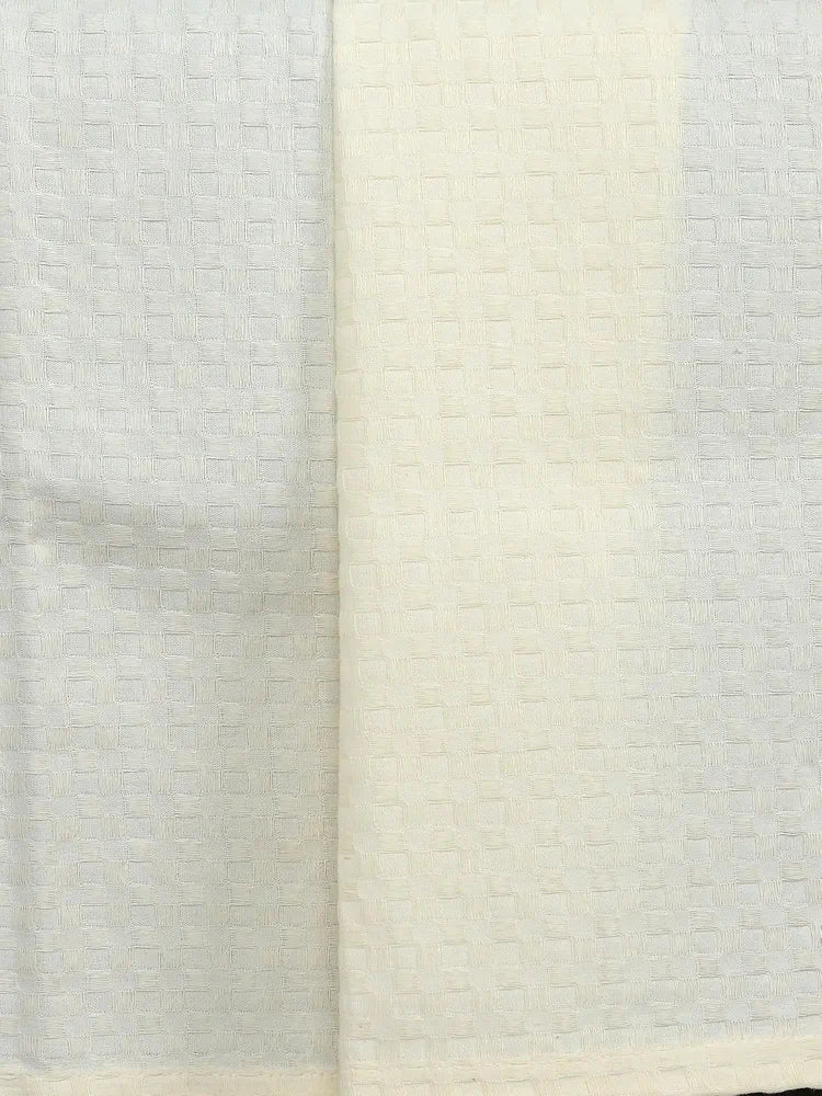 Saral Home Cotton Unique Waffle Design Throw/Sofacover (Pack of 2-140x125 cm Ivory